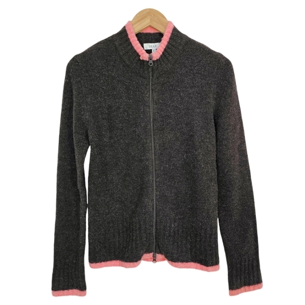 IMAR Wool Blend Sweater Sz XL Brown Zip Front Fall Fashion Layering Essential